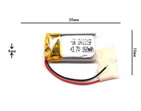 Универсальный аккумулятор 20x10x4 3.7V 150mAh (401020P)