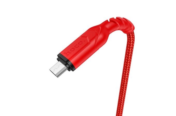 Кабель USB - MicroUSB HOCO X59 2,4A (красный) 1м (в оплетке)