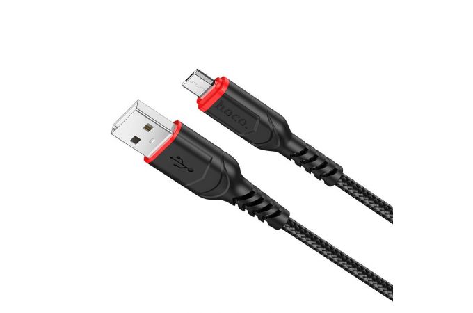 Кабель USB - MicroUSB HOCO X59 2,4A (черный) 1м (оплетка)