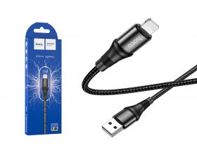 Кабель USB - Lightning HOCO X50, 2,4A (черный) 1м (в оплетке)