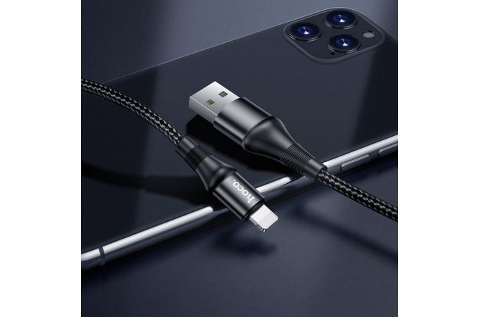 Кабель USB - Lightning HOCO X50, 2,4A (черный) 1м (в оплетке)