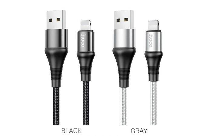 Кабель USB - Lightning HOCO X50, 2,4A (черный) 1м (в оплетке)