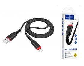 Кабель USB - Lightning HOCO X59, 2,4A (черный) 1м (в оплетке, с усиление сгиба)