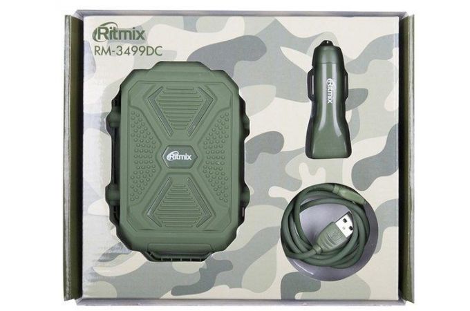 Автомобильное зарядное устройство АЗУ USB + кабель MicroUSB Ritmix RM-3499DC (зеленый)