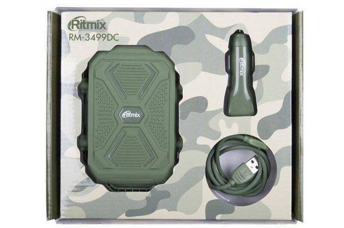 Автомобильное зарядное устройство АЗУ USB + кабель MicroUSB Ritmix RM-3499DC (зеленый)