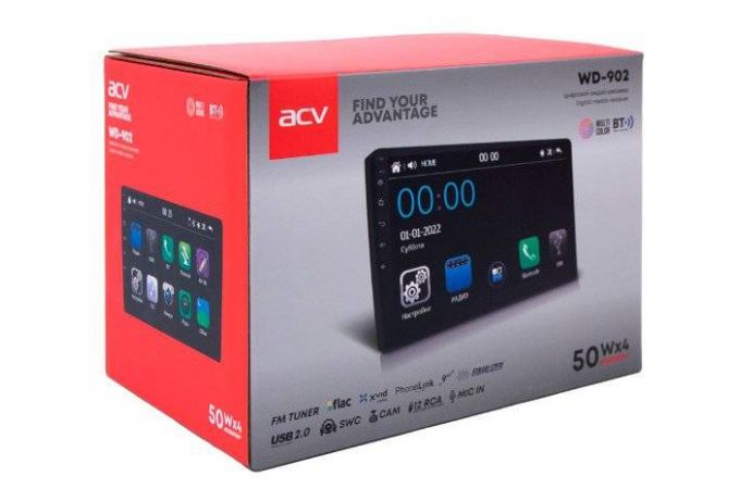Автомагнитола ACV 2 DIN WD-902 9", 50Wx4,BLUETOOTH,USB,Carplay/AndroidAuto
