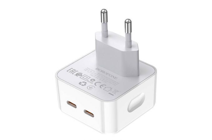 Сетевое зарядное устройство USB-C + USB-C BOROFONE BA76A PD 35W (белый)