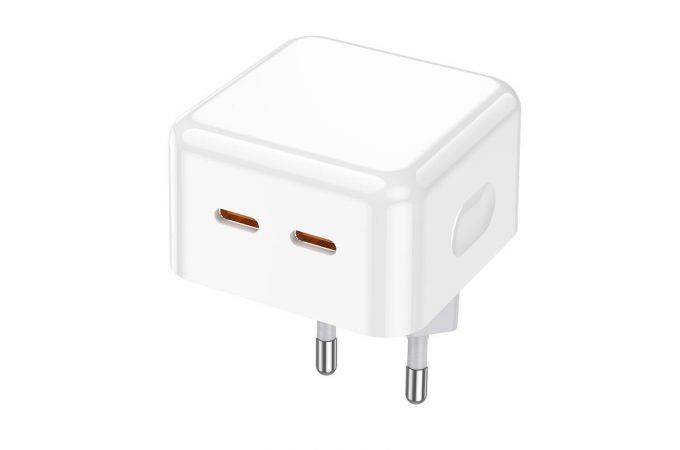 Сетевое зарядное устройство USB-C + USB-C BOROFONE BA76A PD 35W (белый)