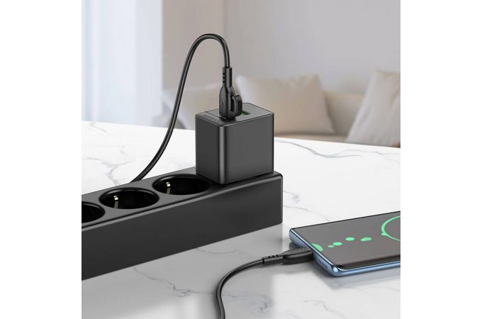 Сетевое зарядное устройство USB-C + USB BOROFONE BAS14A Erudite PD 20W + QC3.0 (черный)