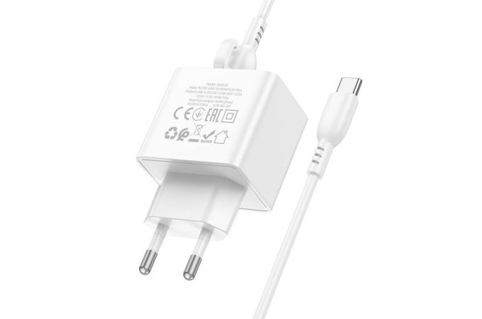 Сетевое зарядное устройство USB + кабель Type-C BOROFONE BAS12A Erudite QC3.0 (черный)