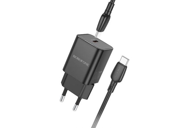 Сетевое зарядное устройство USB-C + кабель Type-C BOROFONE BN13 PD30W (черный)
