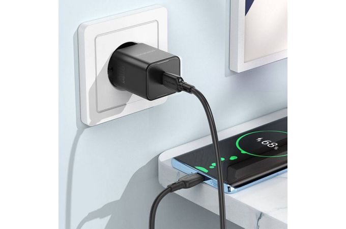Сетевое зарядное устройство USB-C + кабель Type-C BOROFONE BN13 PD30W (черный)