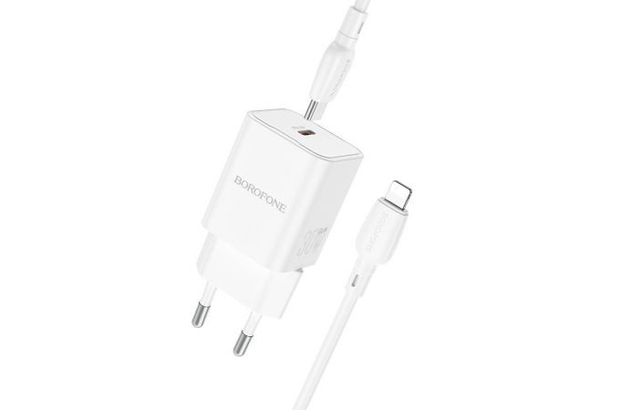 Сетевое зарядное устройство USB-C + кабель Lightning - Type-C BOROFONE BN13 Safety charger PD30W (белый)