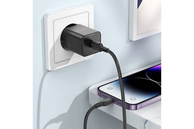 Сетевое зарядное устройство USB-C + кабель Lightning - Type-C BOROFONE BN13 Safety charger PD30W (белый)