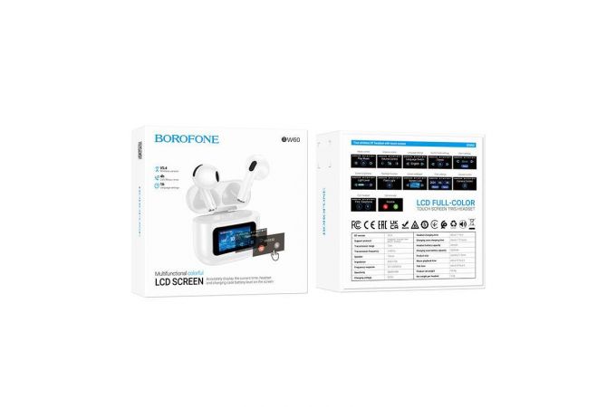 Наушники вакуумные беспроводные BOROFONE BW60 Destacado true wireless BT headset with touch screen (белый)