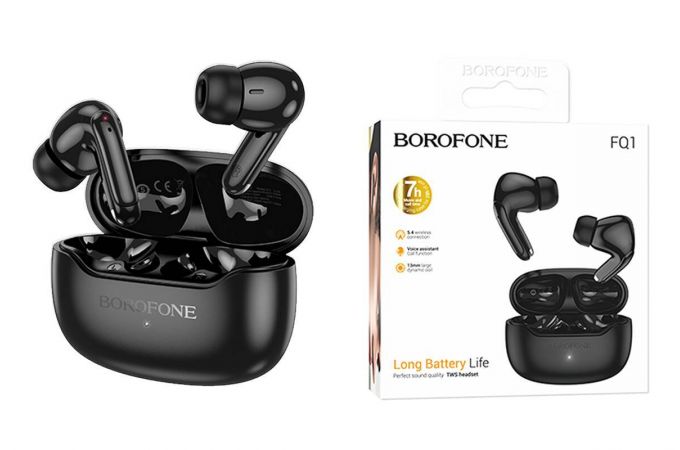 Наушники вакуумные беспроводные BOROFONE FQ1 Shine wireless BT headset (черный)