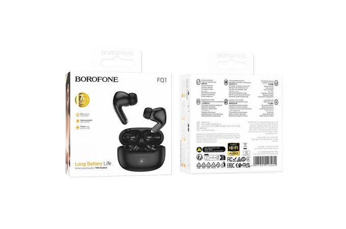 Наушники вакуумные беспроводные BOROFONE FQ1 Shine wireless BT headset (черный)