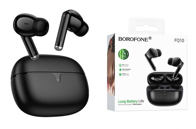 Наушники вакуумные беспроводные BOROFONE FQ10 Joyful true wireless BT headset (черный)