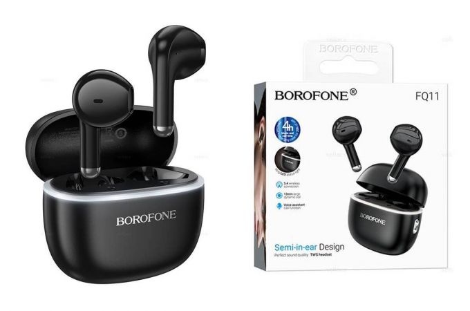 Наушники вакуумные беспроводные BOROFONE FQ11 Sound true wireless BT headset (черный)