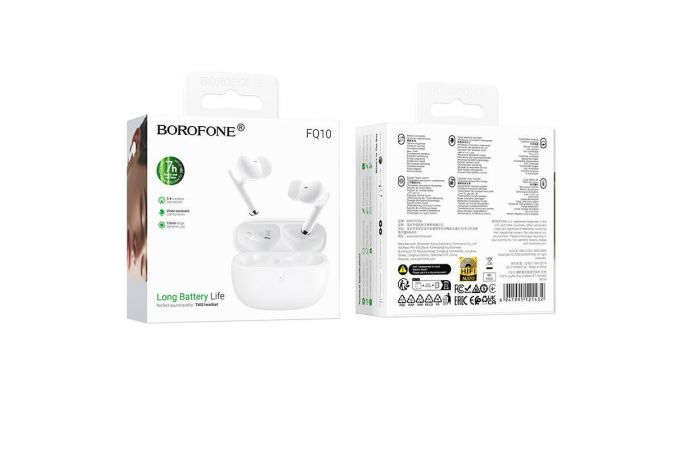 Наушники вакуумные беспроводные BOROFONE FQ10 Joyful true wireless BT headset (белый)