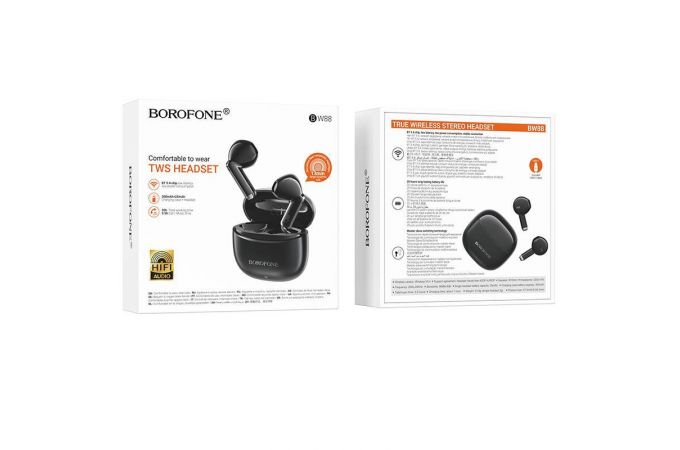 Наушники вакуумные беспроводные BOROFONE BW88 Deep rhyme true wireless BT headset (черный)