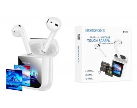 Наушники вакуумные беспроводные BOROFONE BW86 Brocade true wireless BT headset with touch screen (белый) с дисплеем