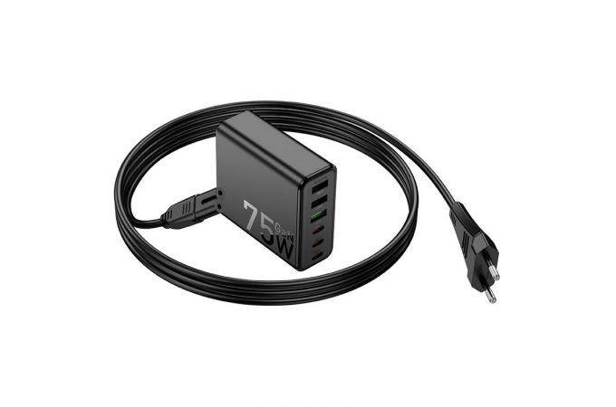 Сетевое зарядное устройство 3USB + 3USB-C HOCO C133A PD 75W (черный)