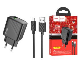 Сетевое зарядное устройство USB + кабель Type-C HOCO CS21A QC3.0 (черный)