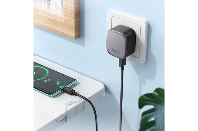 Сетевое зарядное устройство 2USB-C + кабель Type-C HOCO CS34A QC3.0 (черный)