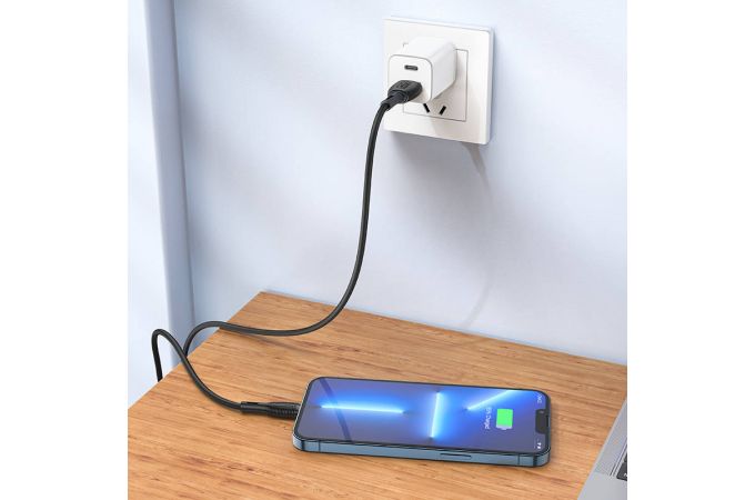 Кабель USB Type-C - Lightning BOROFONE BX86 (черный) 1м силиконовый