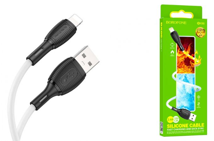 Кабель USB Type-C - Lightning BOROFONE BX86 (белый) 1м силиконовый