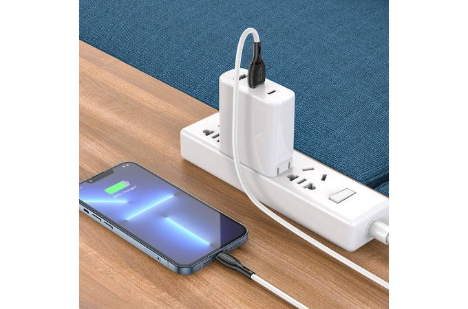 Кабель USB Type-C - Lightning BOROFONE BX86 (белый) 1м силиконовый