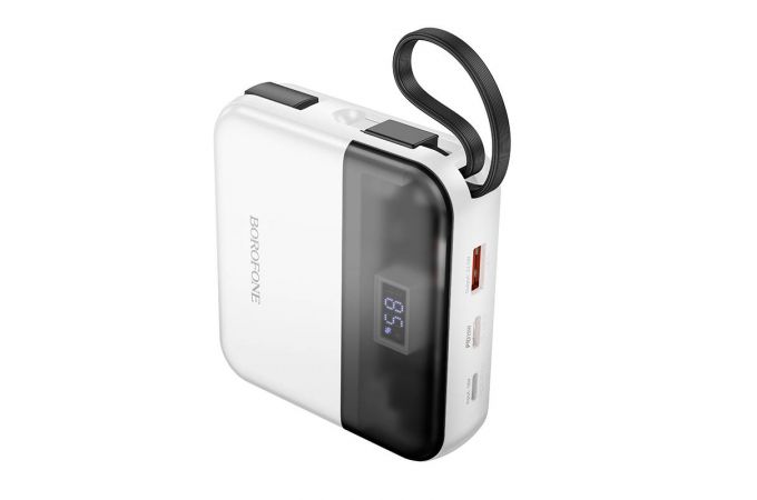 Универсальный дополнительный аккумулятор Power Bank BOROFONE BJ64 Distinct 22.5W+PD20W fully compatible power bank with cable (10000 mAh) (белый)