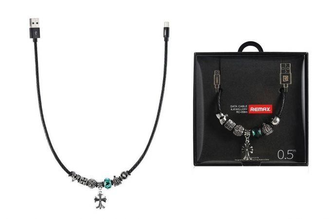 Кабель USB - MicroUSB Remax RC-058m Jewellery Бижутерия (черный) 0,5м