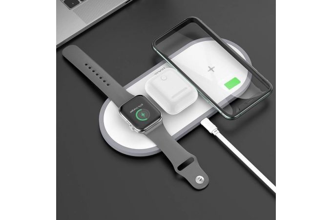 Беспроводное зарядное устройство 3 в 1 HOCO CW24 (белый)