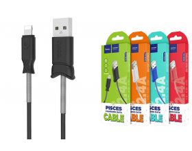 Кабель USB - Lightning HOCO X24, 2,4A (черный) 1м (пружины)