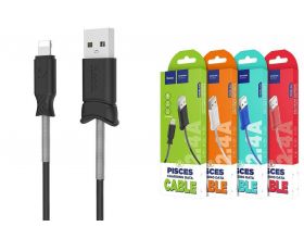 Кабель USB - Lightning HOCO X24, 2,4A (черный) 1м (пружины)
