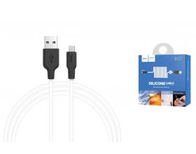 Кабель USB - MicroUSB HOCO X21 Plus 2,4A (черно-белый) 1м (силикон)