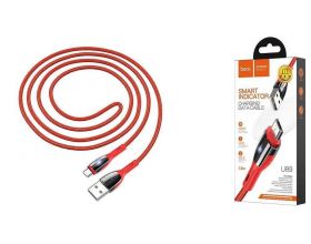Кабель USB - USB Type-C HOCO U89, 3A (красный) 1,2м (в оплетке, LED индикатор)