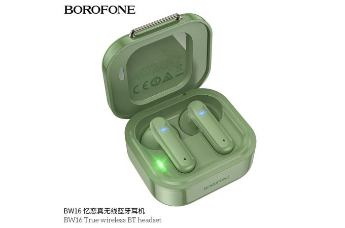 Наушники вакуумные беспроводные BOROFONE BW16 True wireless BT headset Bluetooth (зеленый)