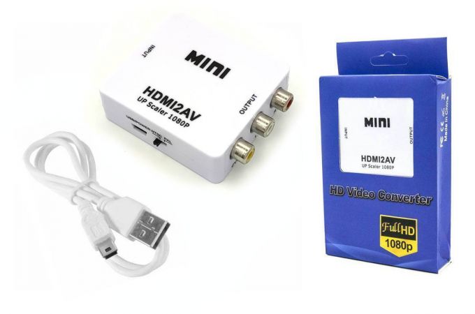 Конвертер переходник HDMI - RCA (мама - мама) белый