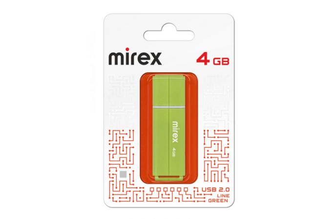 Флешка USB 2.0 Mirex LINE GREEN 4GB (ecopack)