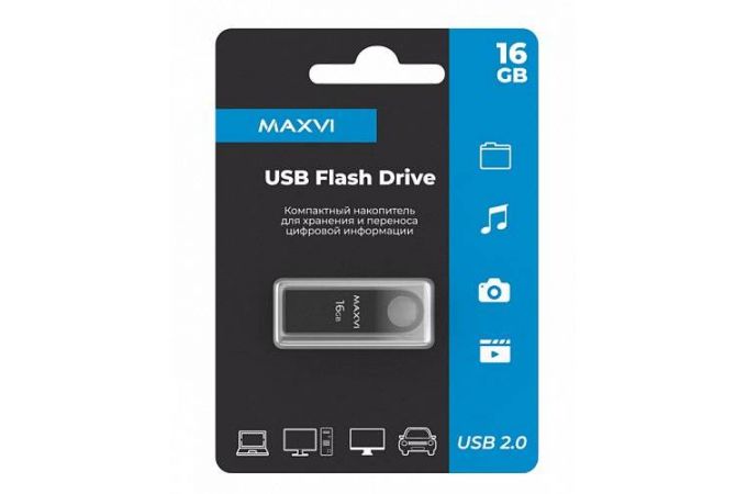 Флешка USB 2.0 Maxvi MK Dark grey 16Gb