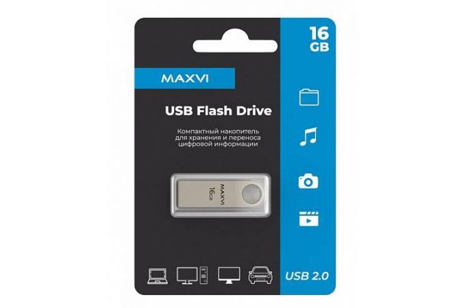 Флешка USB 2.0 Maxvi MK Metallic silver 16Gb