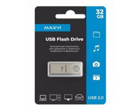 Флешка USB 2.0 Maxvi MK Metallic silver 32Gb