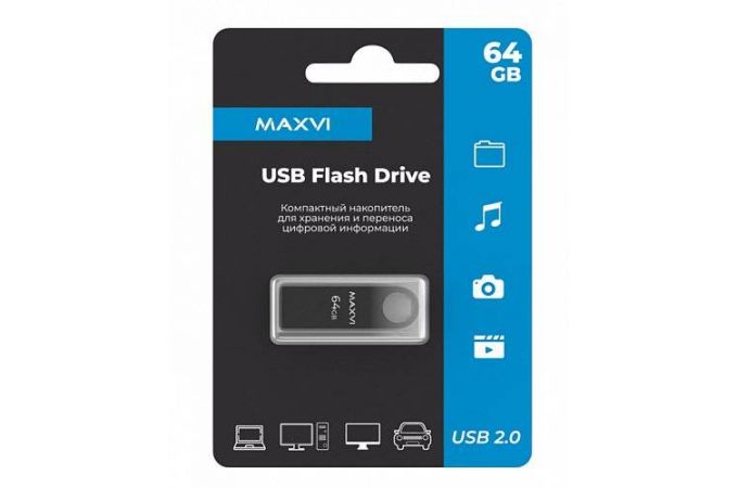 Флешка USB 2.0 Maxvi MK Dark grey 64Gb