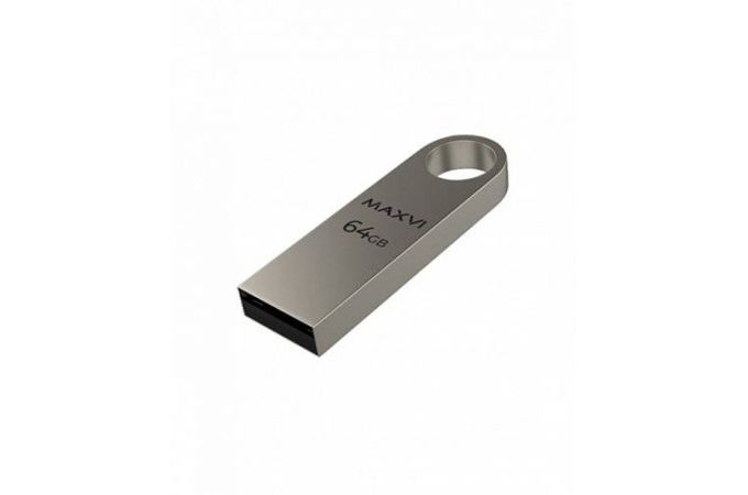 Флешка USB 2.0 Maxvi MK Metallic silver 64Gb