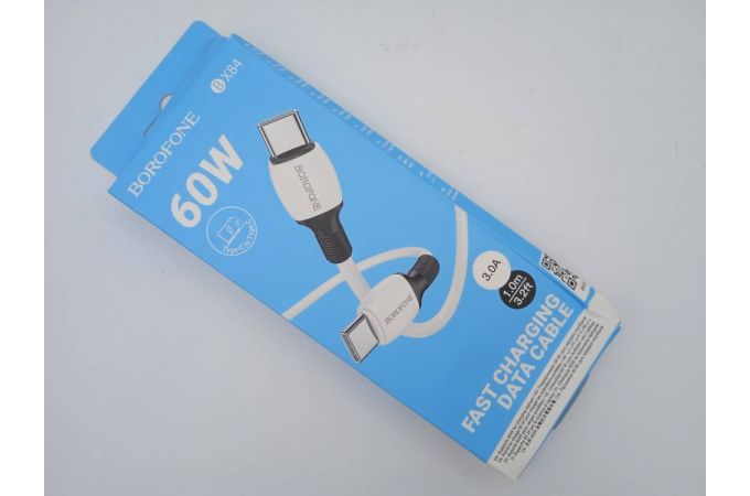 Кабель USB Type-C - USB Type-C BOROFONE BX84, PD60W (белый) 1м (УЦЕНКА! МЯТАЯ УПАКОВКА)