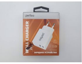 Сетевое зарядное устройство 2USB PERFEO 2.4А, белый (I4613) (УЦЕНКА! МЯТАЯ УПАКОВКА)