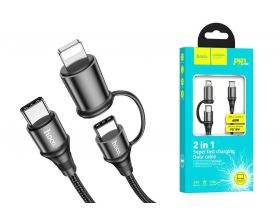 Кабель USB 2 в 1 HOCO X50 Lightning/Type-C 2in1 (черный) 1м